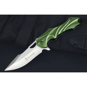 Browning Cook Oxidation Green Aluminum Handle Fast Opening Folding Knife UD406724